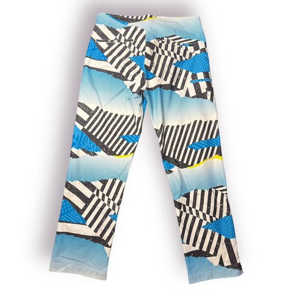 Volcom Blue White Pants Straight Leg Size 33" Abstract Retro Y2K - Picture 2 of 5